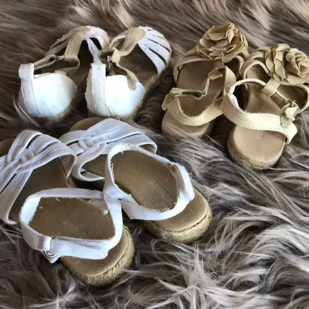 Lot of 3 Old Navy girls sandals shoes 2 sizes cute